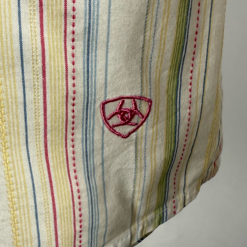 Ariat Maureen Pearl Snap Stripe Long Sleeve Shirt in‎ White Multi Size Medium - Picture 3 of 5